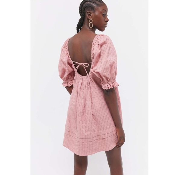 Urban Outfitters | Embroidered Puff Sleeve Babydoll Dress - Picture 2 of 7